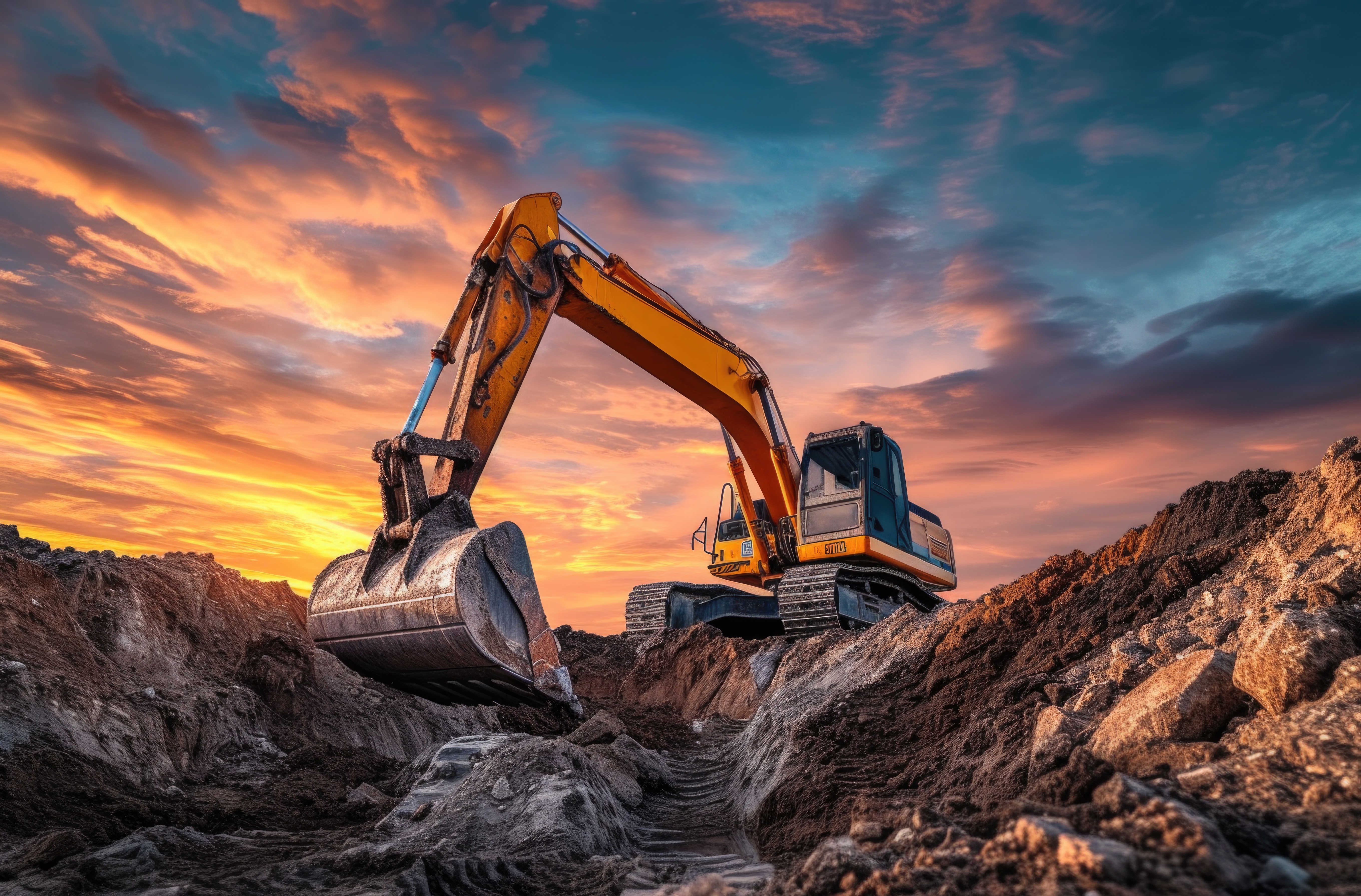 Mining haul and processing activity in an open area